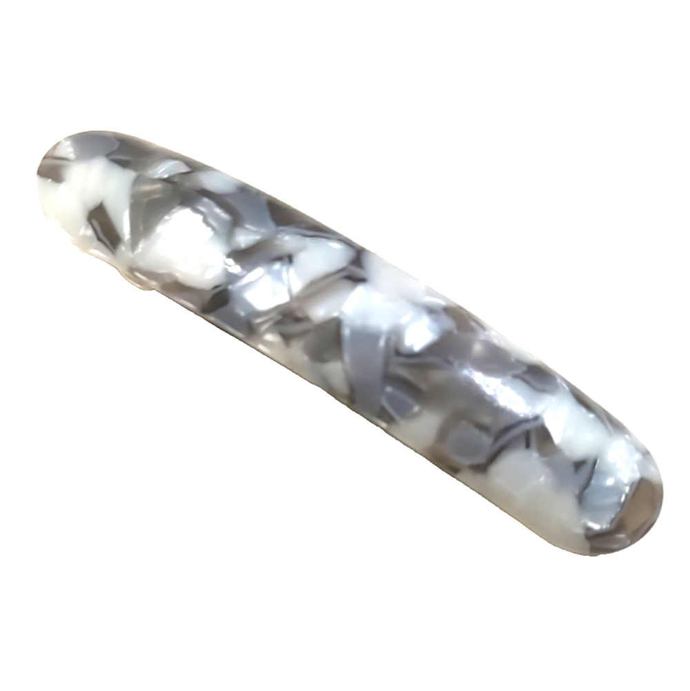 White Gray Winter Theme Hair Barrette Tension Clip Acrylic